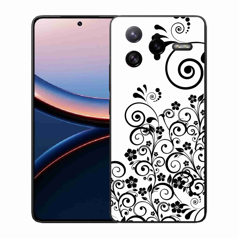 Gél borítás mmCase a Xiaomi Poco F7 Ultra készülékhez - fekete és fehér virágminták