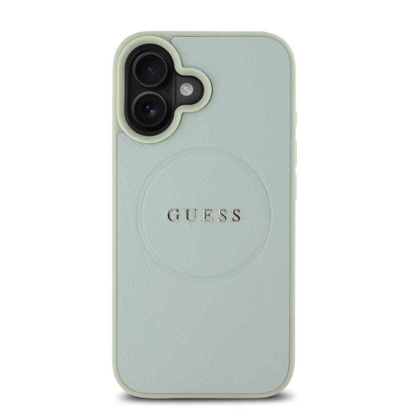 Guess PU szemcsés klasszikus logóval ellátott MagSafe hátlap iPhone 16-hoz Zöld
