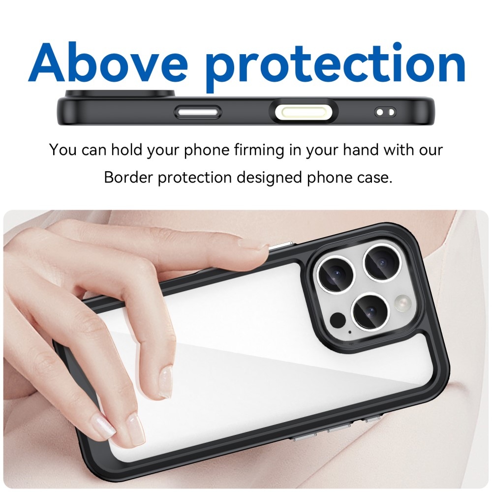 Gél tok fix hátlappal iPhone 16 Pro készülékhez - fekete