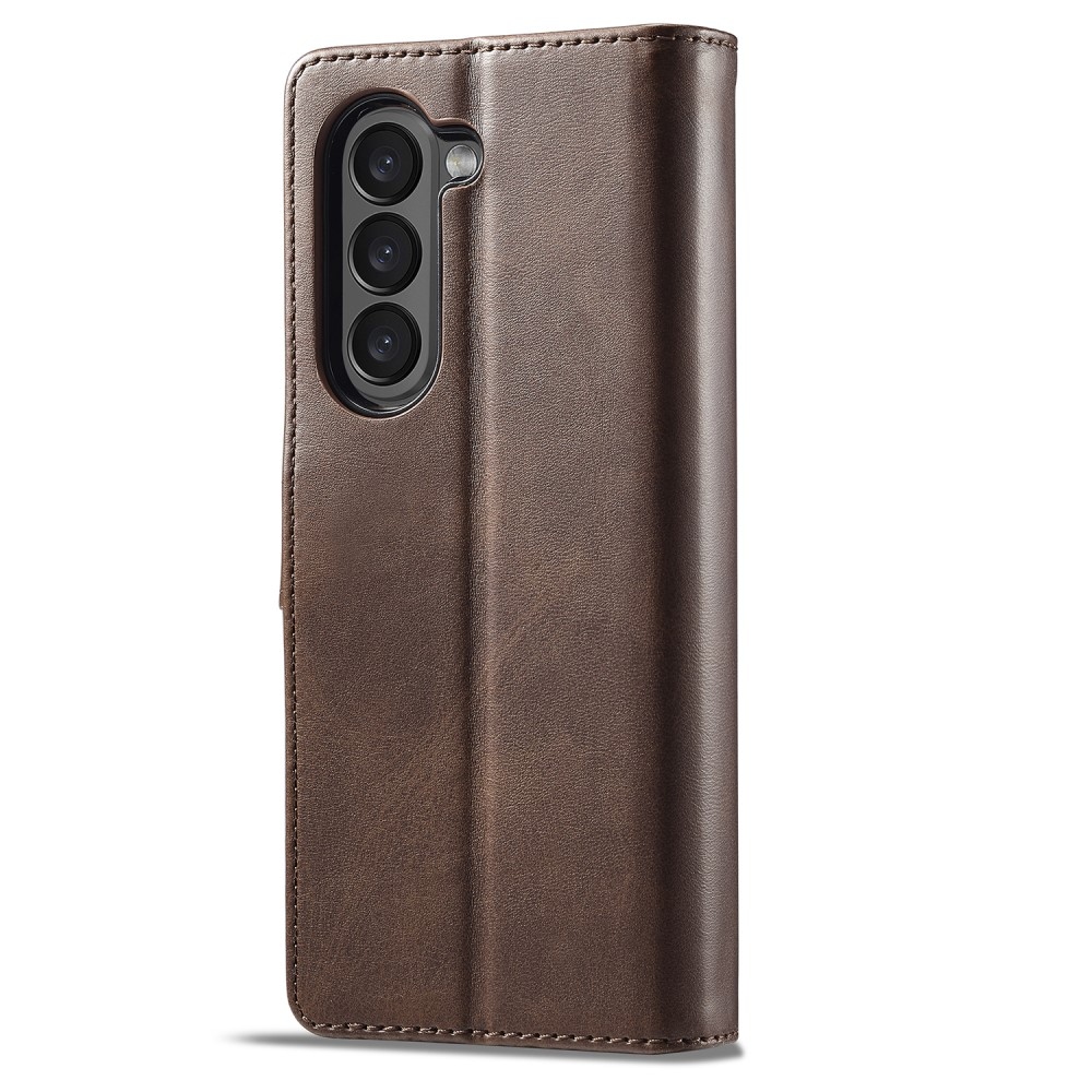 Imeeke könyvtáska Samsung Galaxy Z Fold5 5G - barna színben