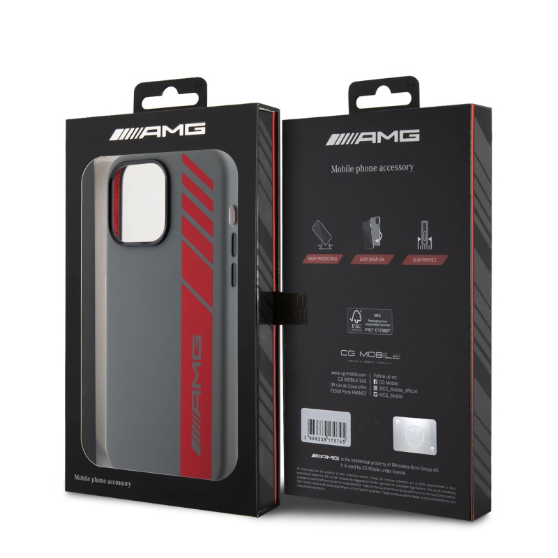 AMG Liquid szilikon függőleges logós MagSafe hátlap iPhone 15 Pro Max-hoz Szürke