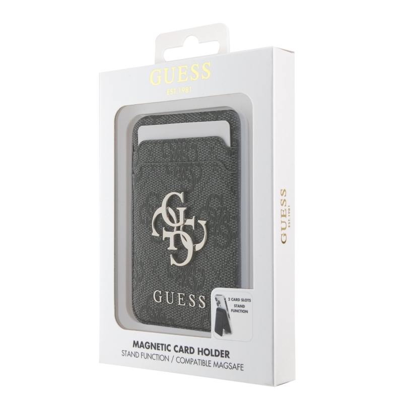 Guess 4G fém logós MagSafe Cardslot pénztárca állvánnyal Fekete