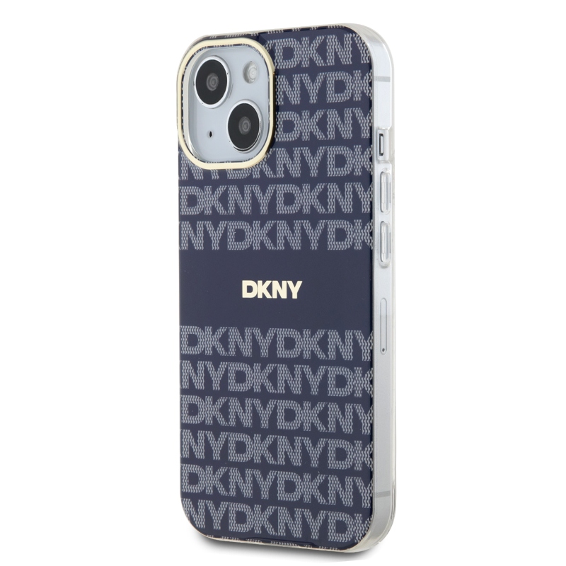 DKNY PC/TPU ismétlődő mintás tonális csíkos Magsafe hátlap iPhone 15-hez Kék