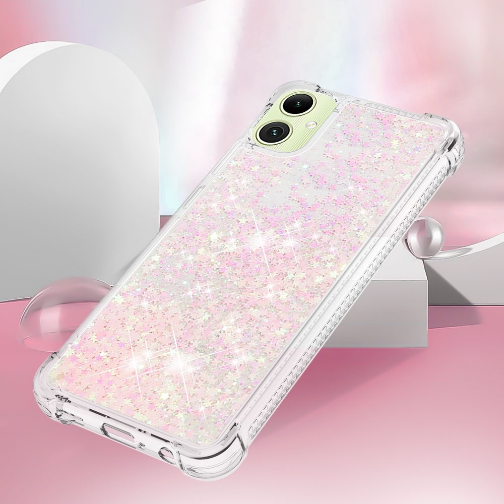 Glitter homokóra zselés tok Samsung Galaxy A06 4G - rózsaszín / csillagok