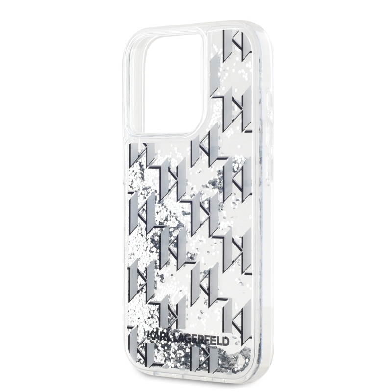 Karl Lagerfeld Liquid Glitter Monogram Monogram Gradient Back Cover for iPhone 15 Pro Max Fehér