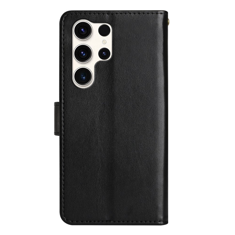 Virágok könyv tok Samsung Galaxy S25 Ultra készülékhez - fekete