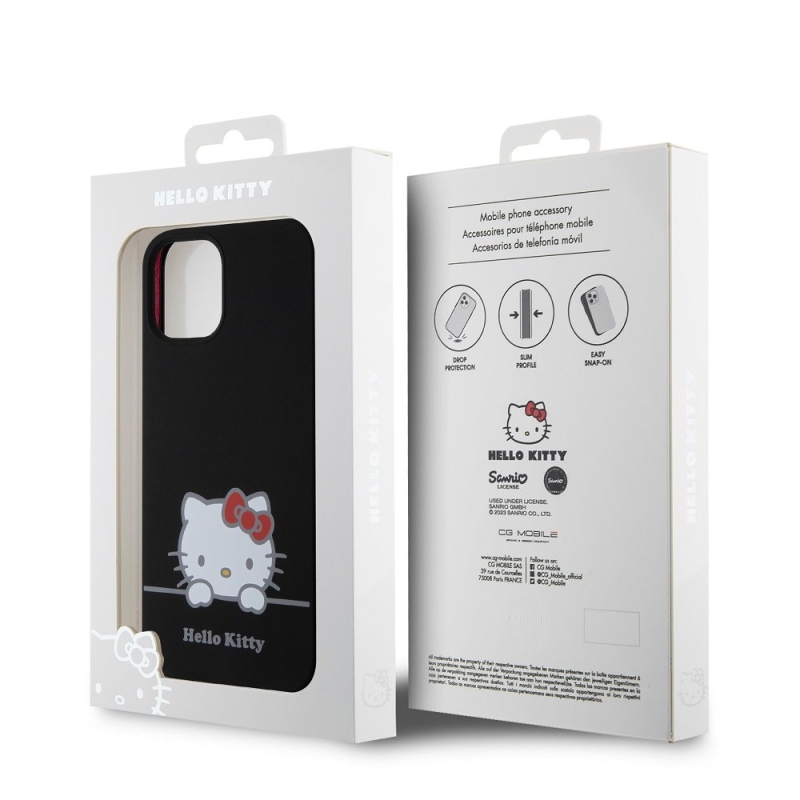 Hello Kitty Liquid Silicone Daydreaming Logo hátlapi borító iPhone 12/12 Pro Fekete