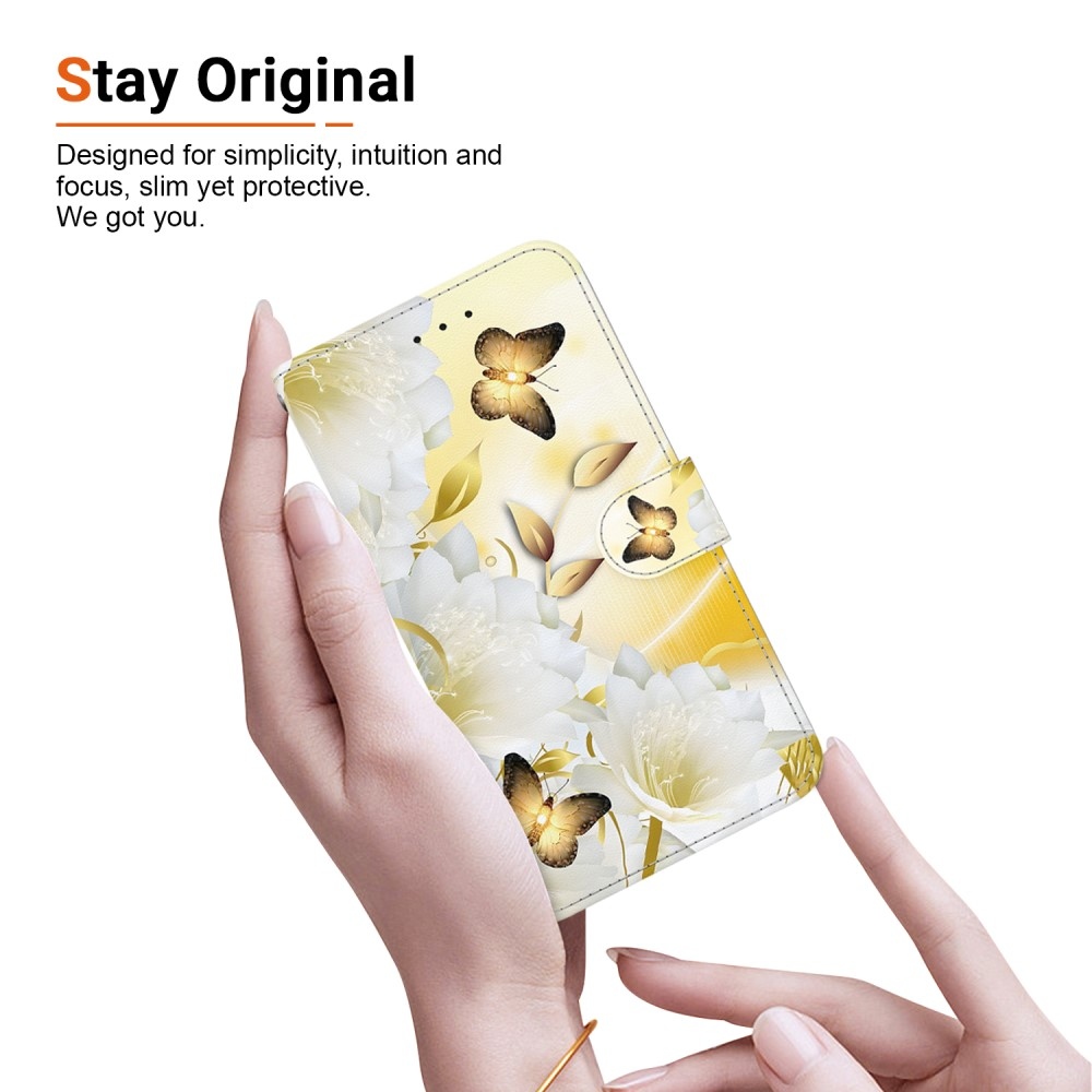 Printern book tok Xiaomi Redmi Note 14 5G - arany pillangók és virág