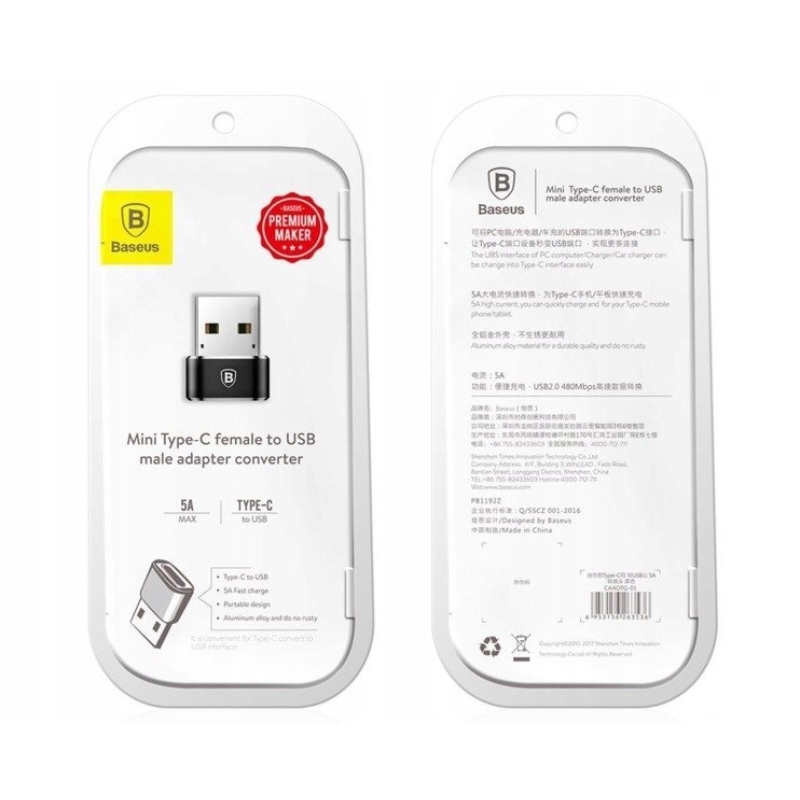 Baseus USB-C USB-A adapter fekete