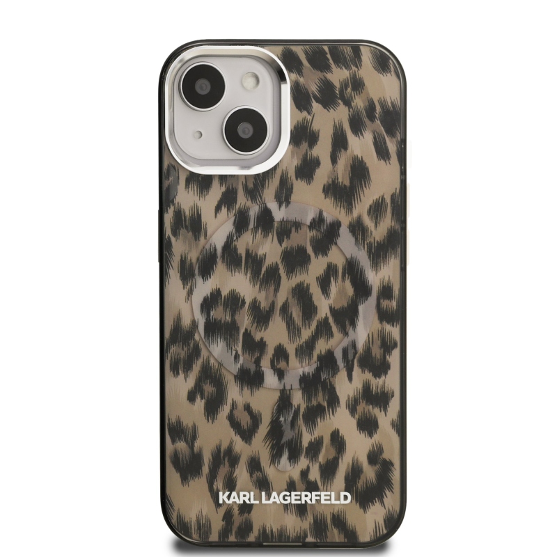 Karl Lagerfeld IML Leopard Leopard MagSafe hátlap iPhone 15-hez Barna