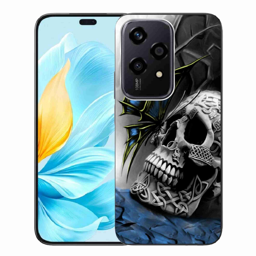 Zselés borítás mmCase a Honor 200 Lite 5G számára - pillangó és koponya