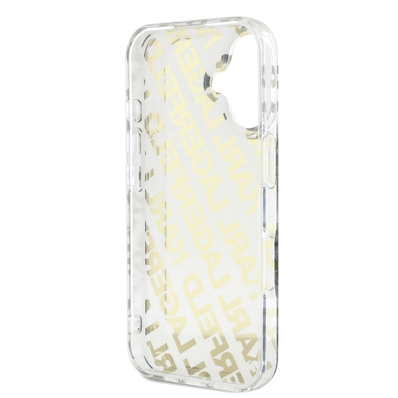 Karl Lagerfeld IML Electroplated Repeated Logo Back Cover for iPhone 16 arany