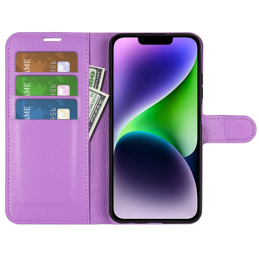 Litchi könyvtáska iPhone 15 készülékhez - lila