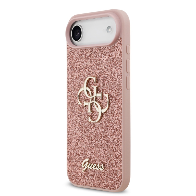 Guess PU Fixed Glitter 4G fém logó hátlap iPhone Air rózsaszínű iPhone Airhez