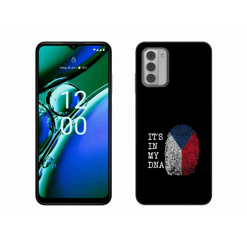 Zselés borítás mmCase a Nokia G42 készülékhez - zászlós ujjlenyomat fekete háttérrel