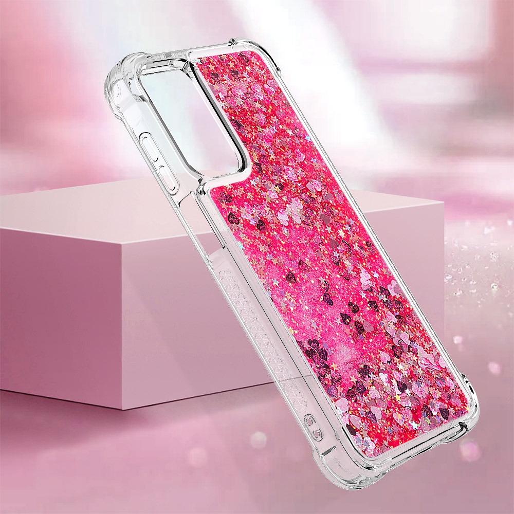 Glitter homokóra zselés tok Samsung Galaxy A17 5G - rózsaszín/szívek