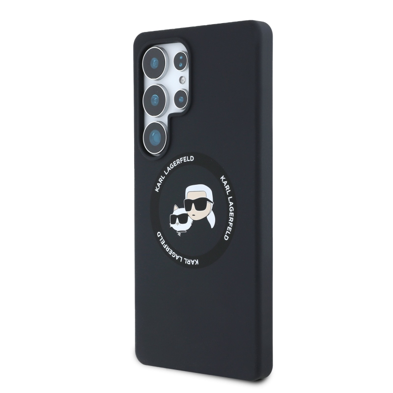 Karl Lagerfeld Liquid Silicone K&CH Heads MagSafe hátlap Samsung Galaxy S25 Ultra fekete