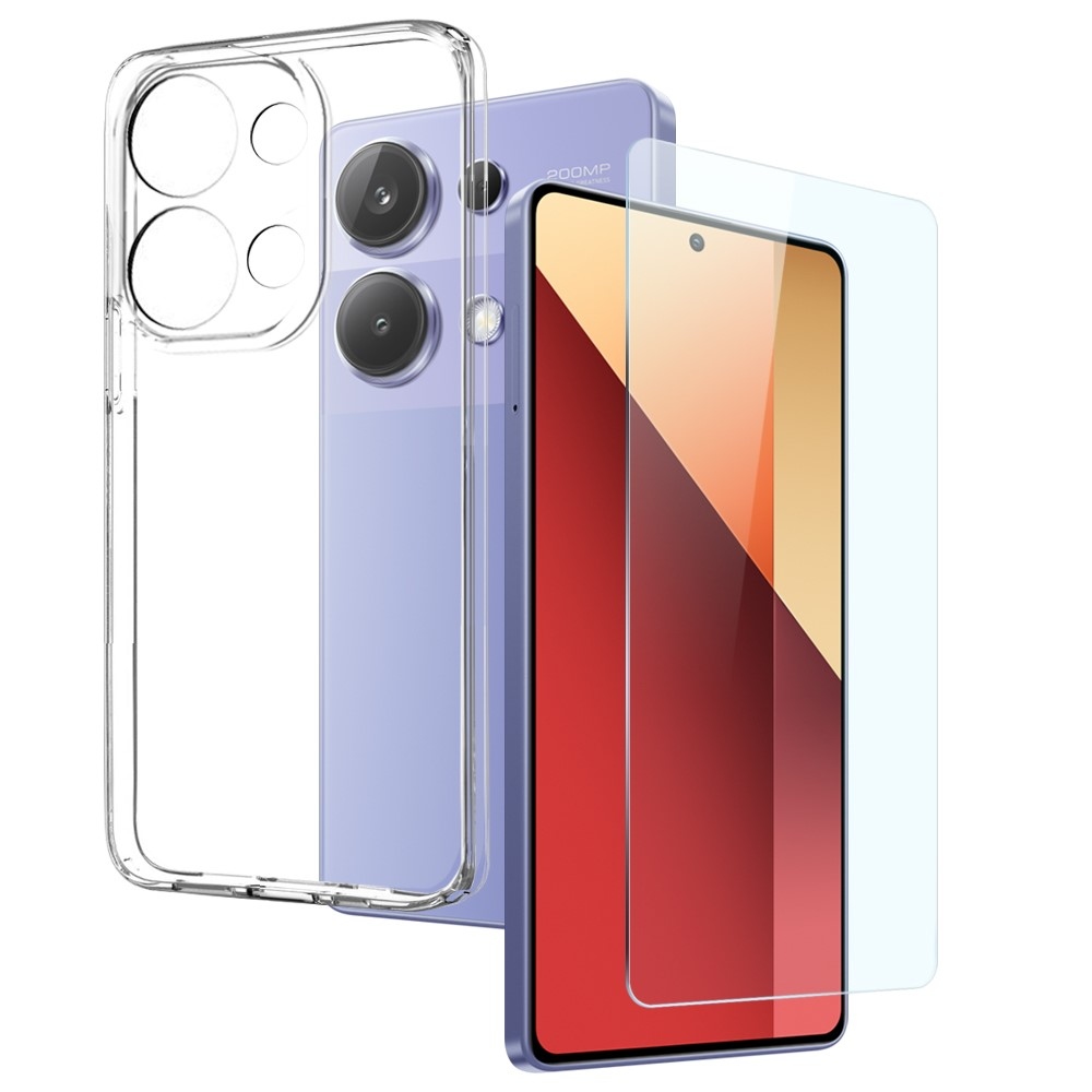 NORTHJO átlátszó zselés tok + edzett üveg Xiaomi Redmi Note 13 Pro/Poco M6 Pro - átlátszó