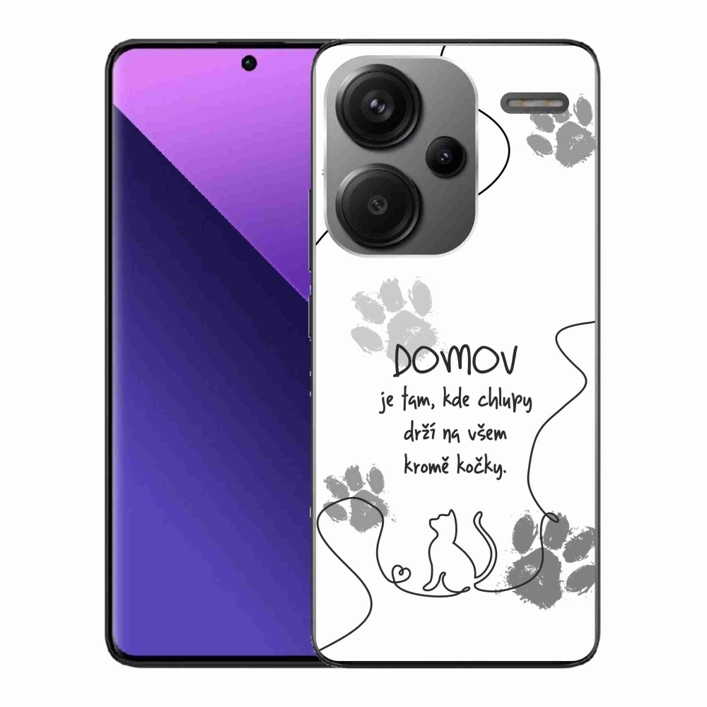 Gél borítás mmCase a Xiaomi Redmi Note 13 Pro+ 5G számára - macska motívum fehér háttérrel