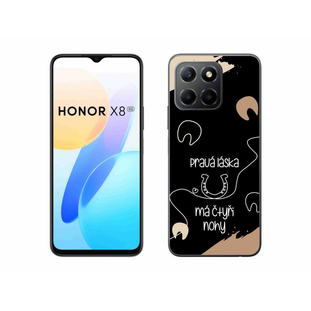 Gél borító mmCase a Honor X8 5G/Honor 70 Lite 5G készülékhez - Ló motívum fekete háttér