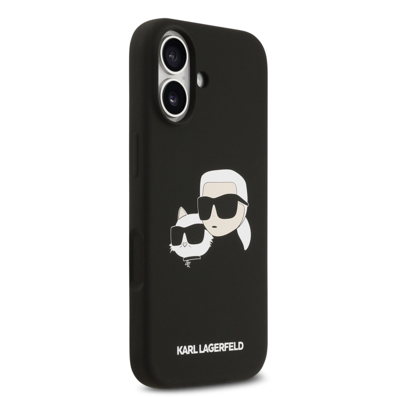 Karl Lagerfeld Folyékony szilikon dupla fejű MagSafe hátlap iPhone 17 fekete színűre