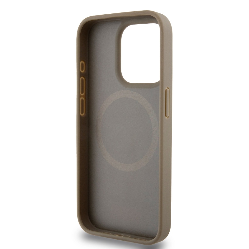 DKNY PU bőr Ismétlődő mintás alsó csík MagSafe hátlap iPhone 12/12 Pro barna színű iPhone 12/12 Pro számára
