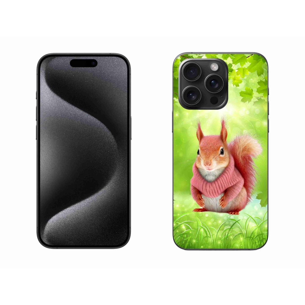 Zselés borítás mmCase iPhone 15 Pro Max készülékhez - mókus pulóverben