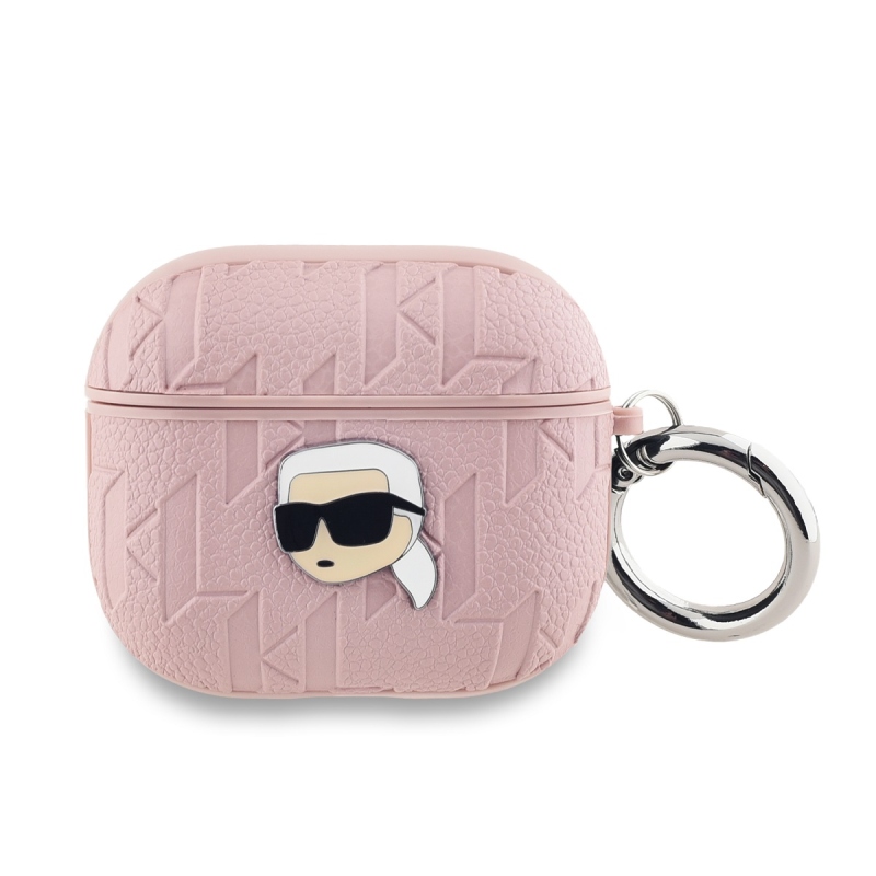 Karl Lagerfeld PU dombornyomott Karl fej tok az AirPods 3 rózsaszínhez