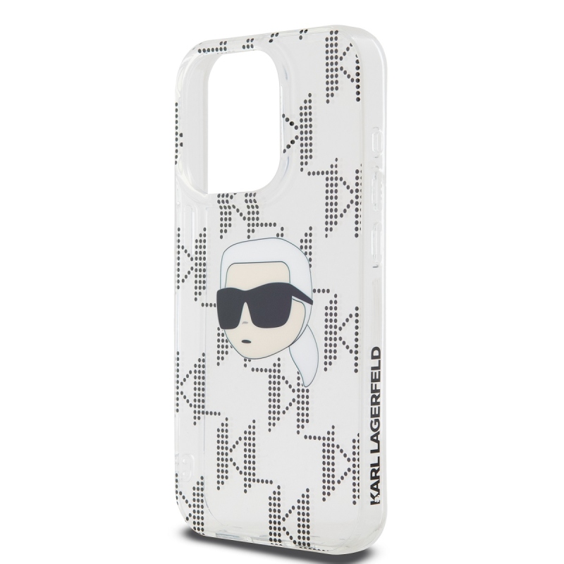 Karl Lagerfeld IML galvanizált Karl Head hátlap az iPhone 15 Pro Max átlátszó készülékre
