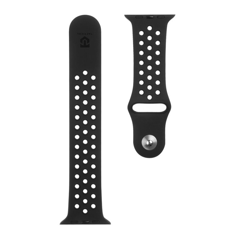 Tactical 161 Dupla szilikon szíj az Apple Watch 1/2/3/4/4/5/6/7/8/9/SE 42/44/45mm-es órájához Fekete