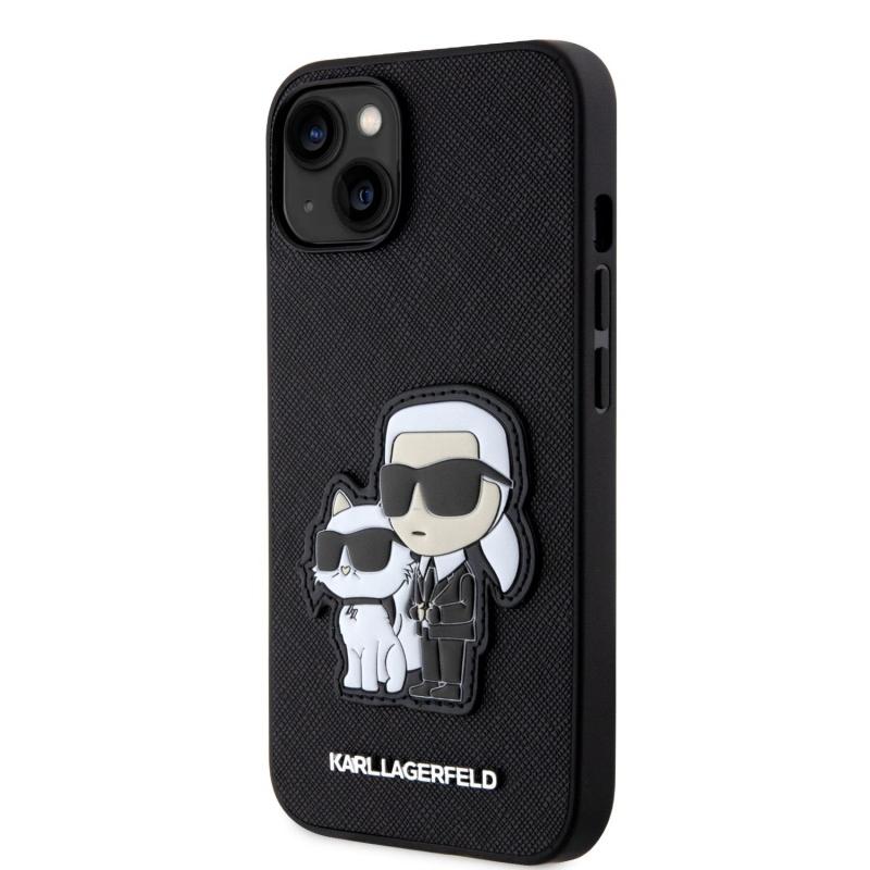 Karl Lagerfeld PU Saffiano Karl és Choupette NFT hátlap iPhone 13-hoz Fekete