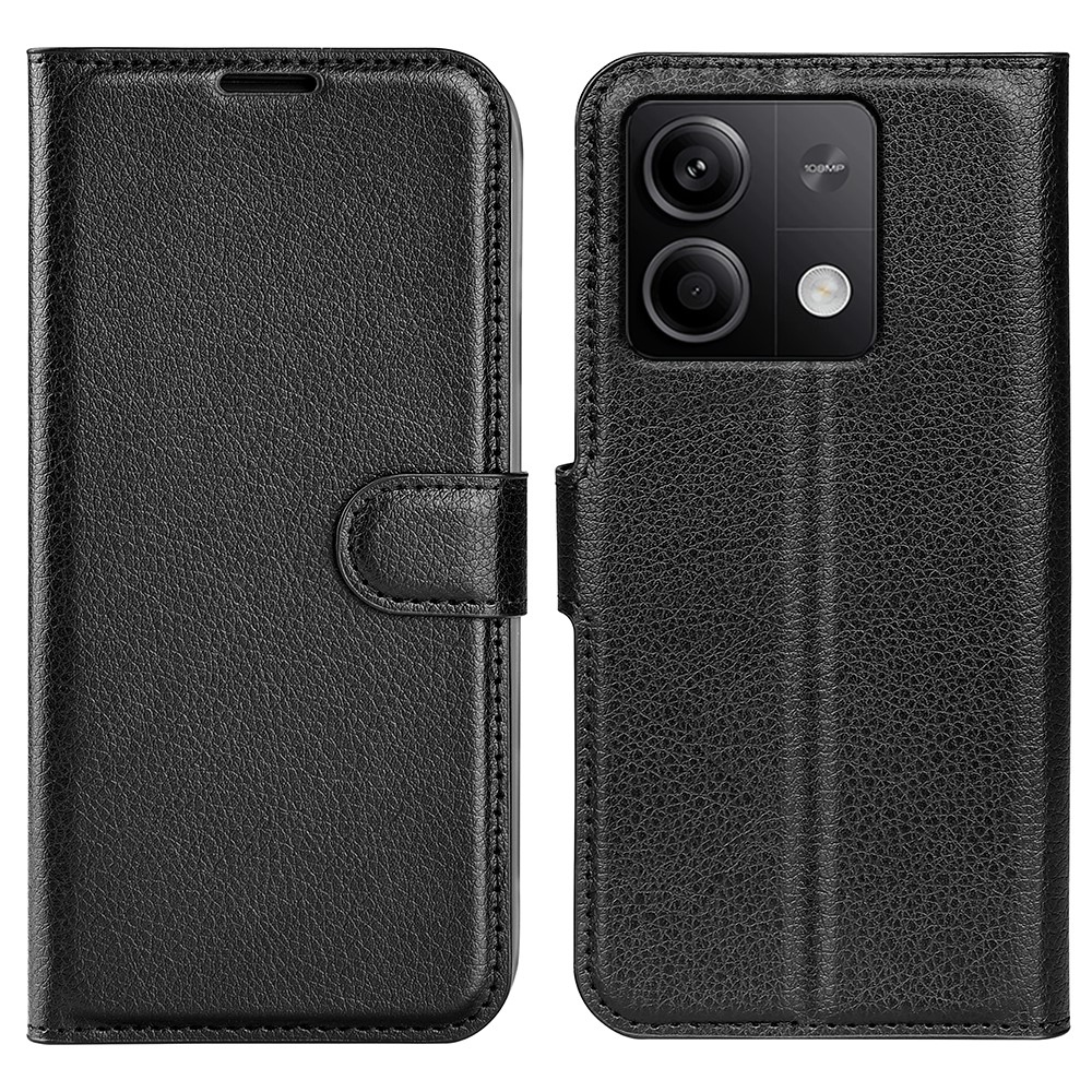 Litchi könyv tok Xiaomi Redmi Note 13 5G-hez - fekete