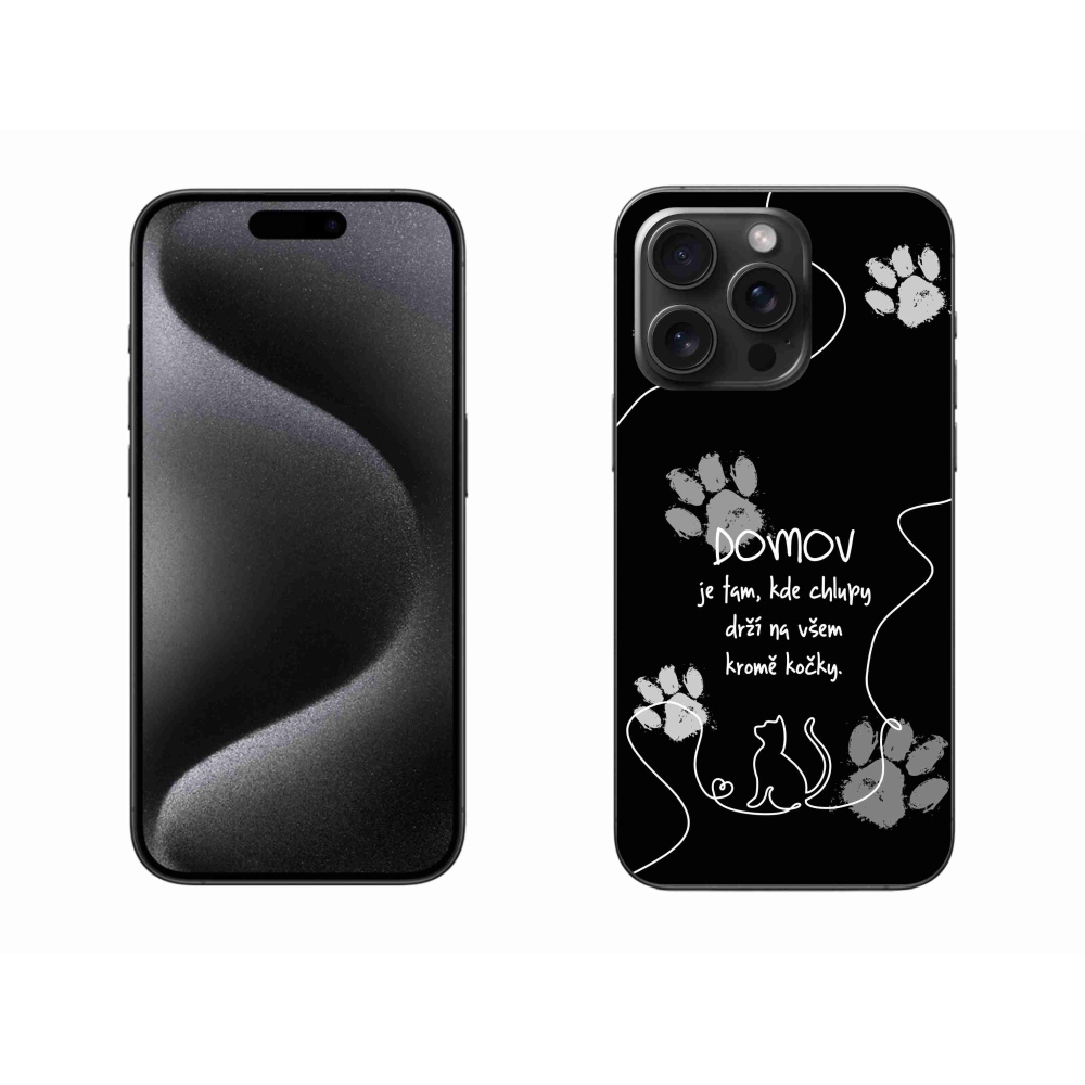 Zselés borítás mmCase iPhone 15 Pro Max készülékhez - macskamotívum fekete háttérrel