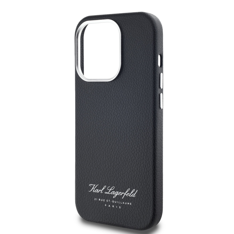 Karl Lagerfeld szemcsés PU Hotel RSG hátlap iPhone 14 Pro Max-hoz Fekete