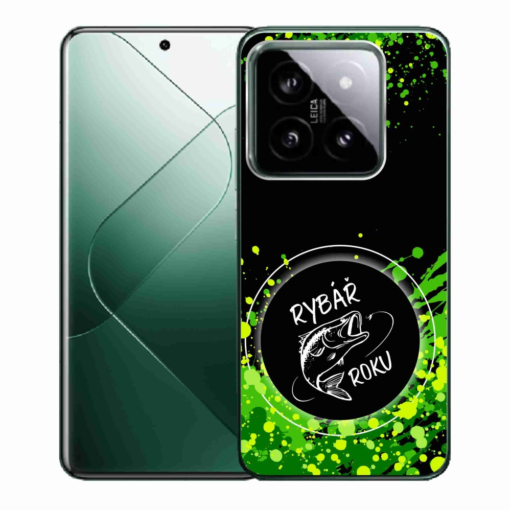 Gél borító mmCase a Xiaomi 14 - halász az év fekete háttérrel