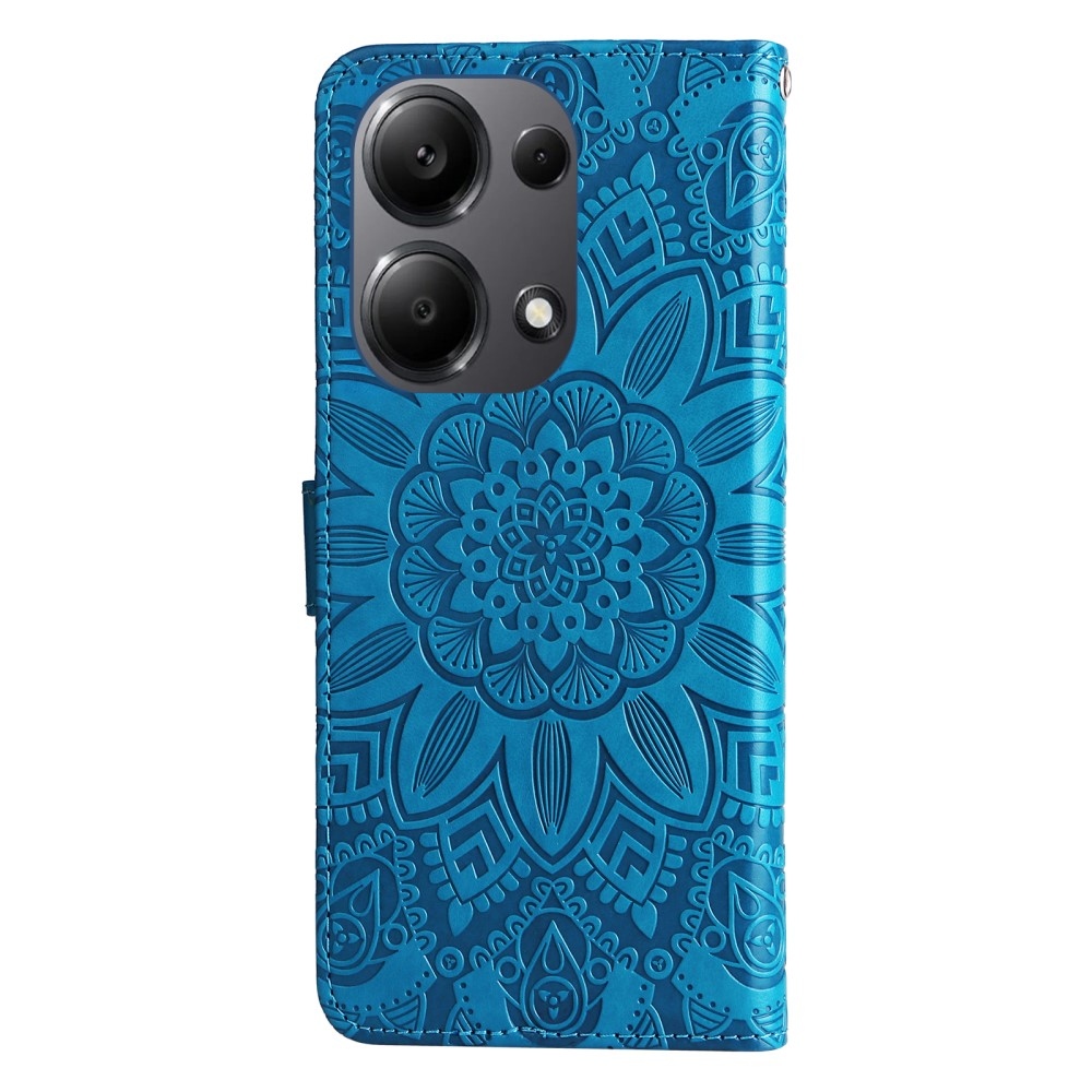 Napraforgó könyv tok Xiaomi Redmi Note 14S/Note 13 Pro 4G/Poco M6 Pro - kék