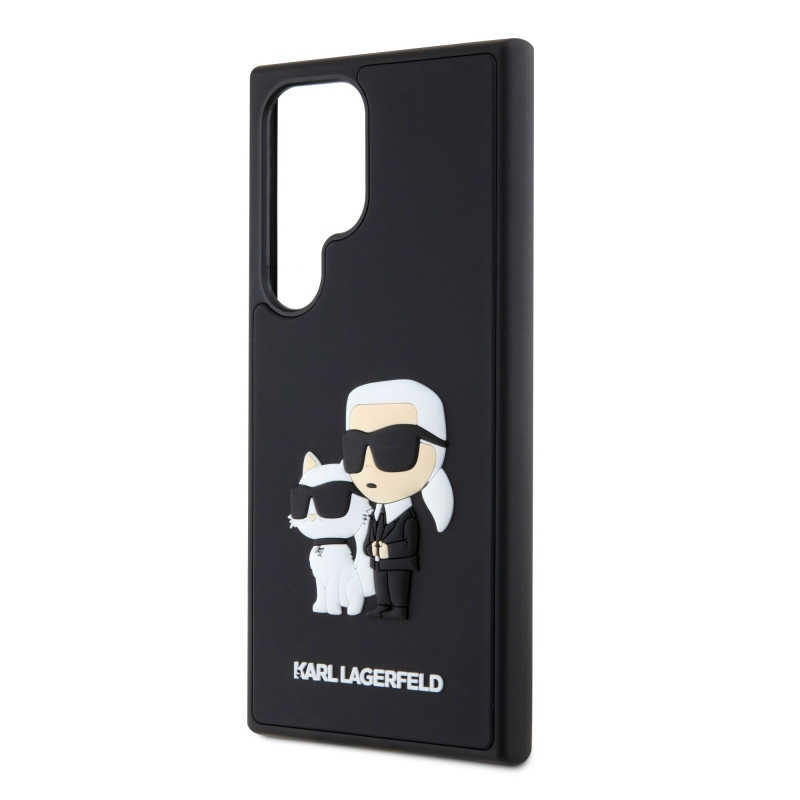 Karl Lagerfeld 3D gumiból készült Karl és Choupette hátlap Samsung Galaxy S24 Ultra fekete