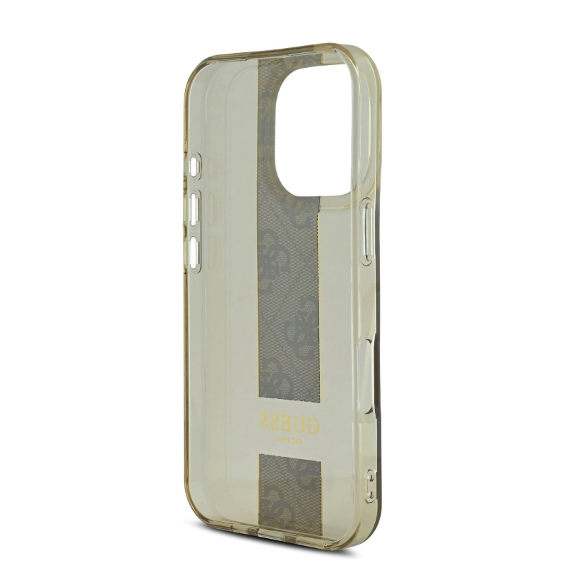 Guess IML Middle 4G csíkos hátlap iPhone 16 Pro barna színű iPhone 16 Pro számára
