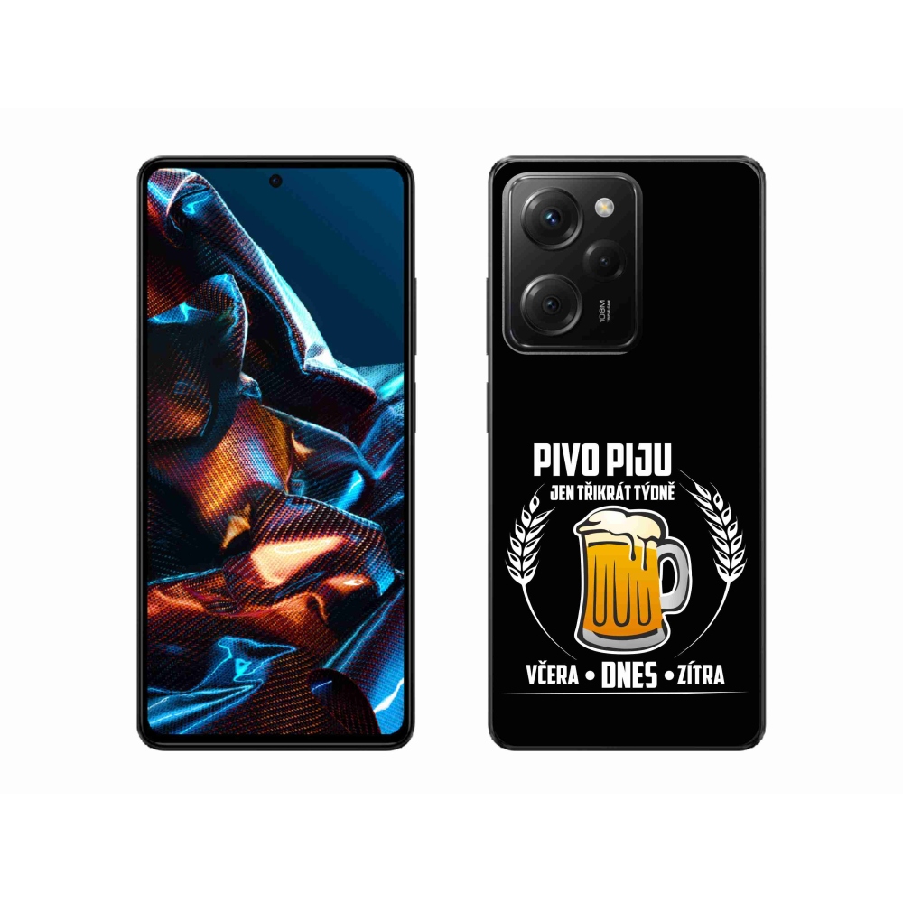 Gél borítás mmCase a Xiaomi Poco X5 Pro 5G számára - sör motívum fekete háttérrel