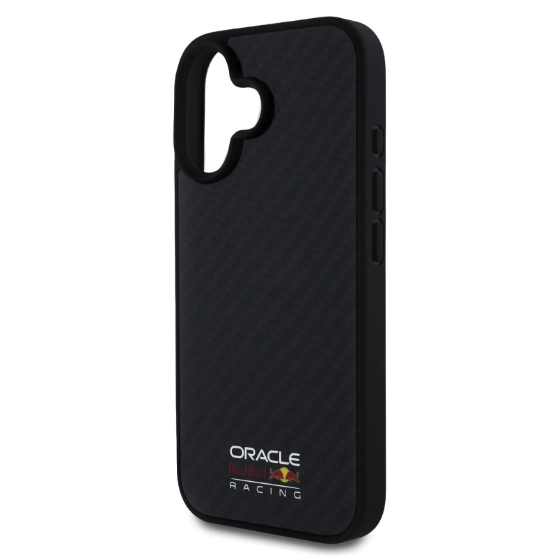 Red Bull Carbon fényes logóval ellátott MagSafe hátlap iPhone 16-hoz Fekete