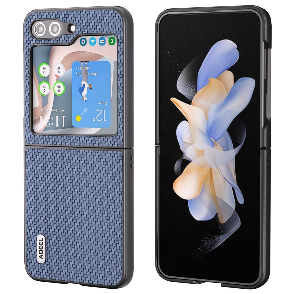 ABEEL műanyag tok műbőrrel a Samsung Galaxy Z Flip6 5G készülékhez - világoskék színben