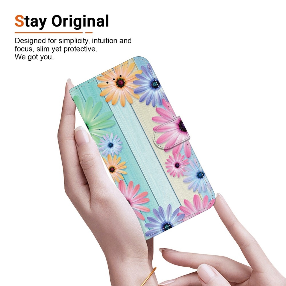 Sokoldalú könyvtáska Xiaomi Redmi 15 4G (171mm) - színes gerberák