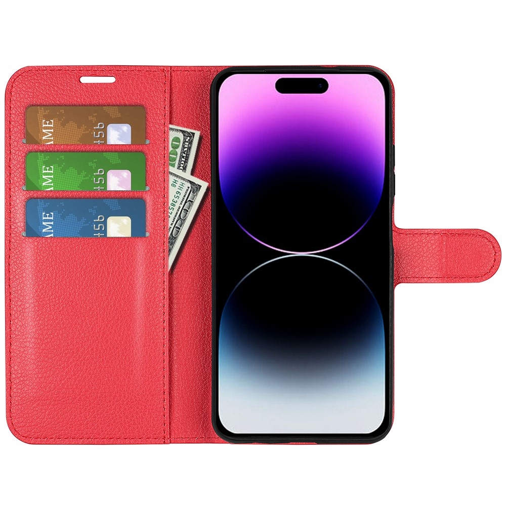 Litchi könyvtáska iPhone 15 Pro készülékhez - piros