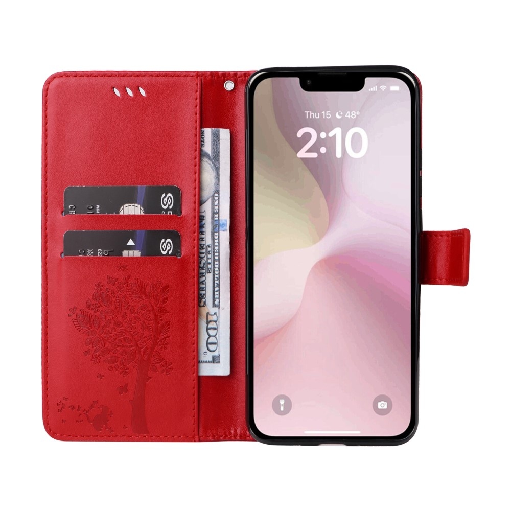 Fák könyvtáska iPhone 16e készülékhez - piros