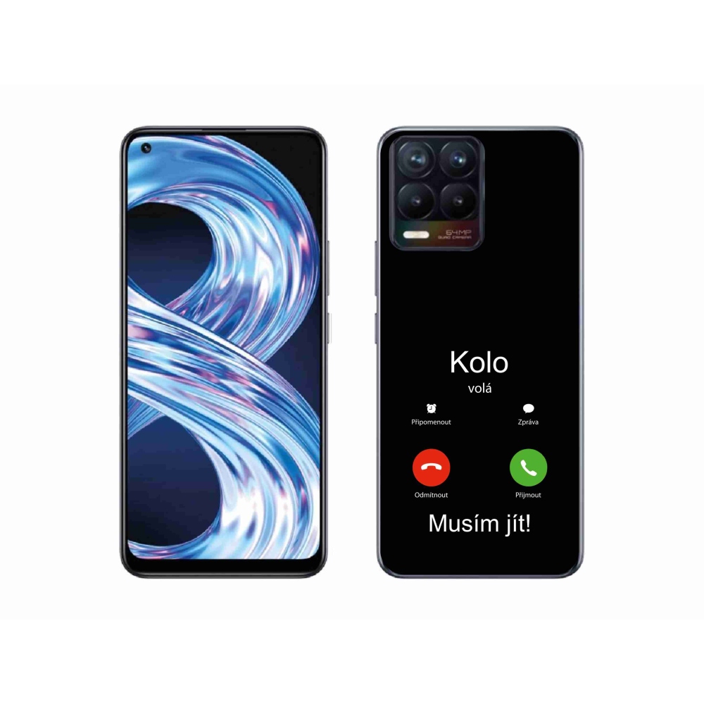 Gél borítás mmCase a Realme 8 4G-n - kerek hívások fekete háttérrel