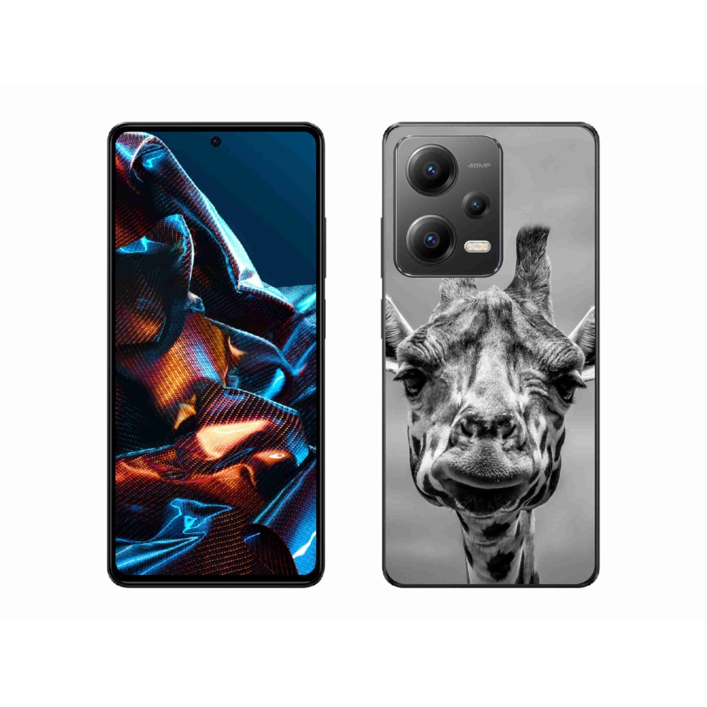 Gél borítás mmCase a Xiaomi Redmi Note 12 Pro 5G számára - fekete-fehér zsiráf