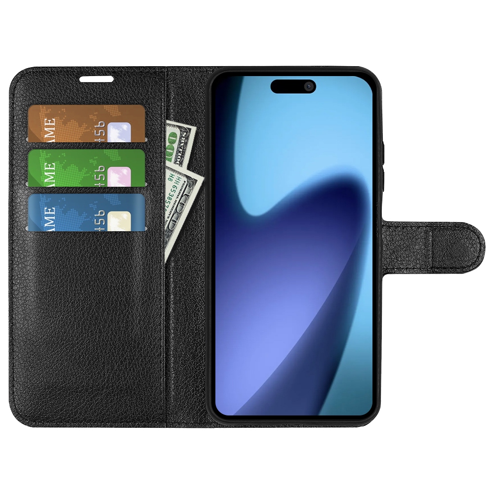 Litchi könyvtáska iPhone 17 Air készülékhez - fekete