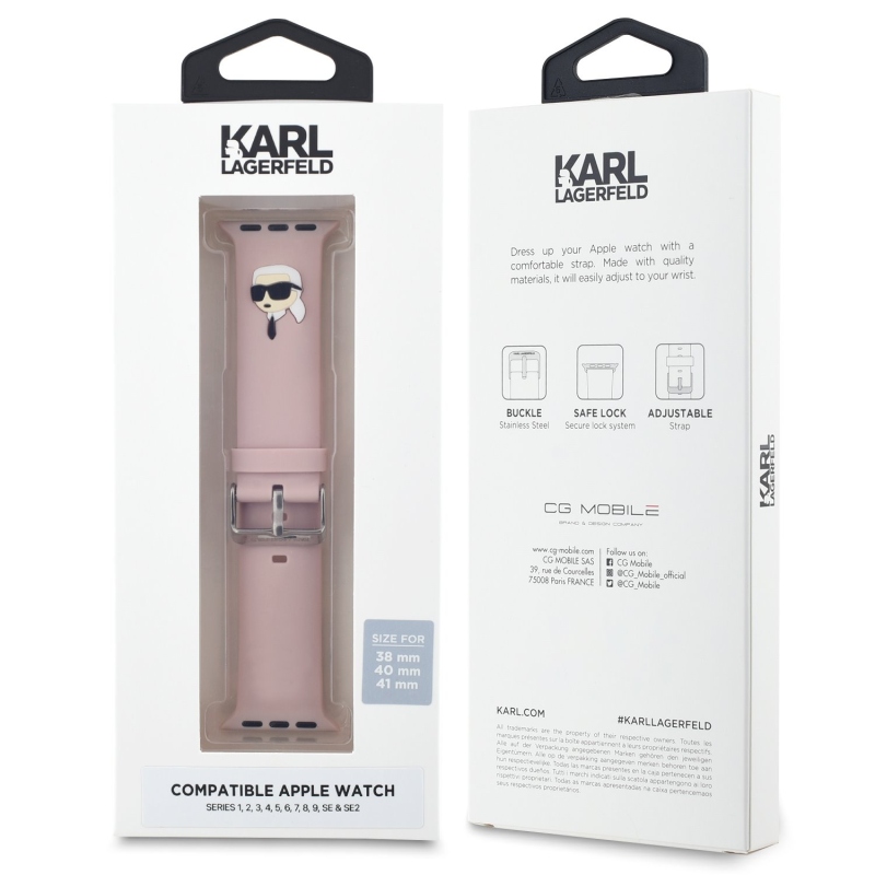 Karl Lagerfeld Karl Head Karl Head NFT szíj Apple Watch-hoz 38/40/41 rózsaszín
