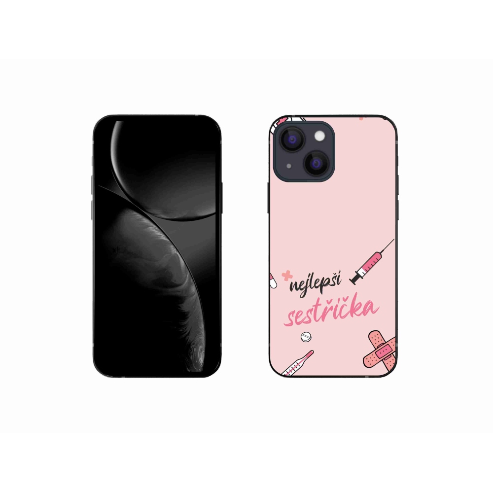 Gél borító mmCase iPhone 13 mini 5.4 - legjobb kishúg rózsaszín háttérrel