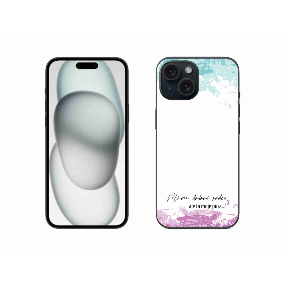 Gél borító mmCase iPhone 15 készülékhez - vicces szöveg 3 fehér háttér
